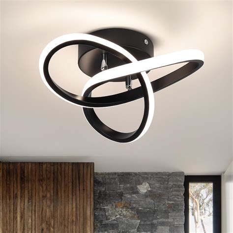 Modern Led Ceiling Light Fixtures K Daylight White Black Semi Flush