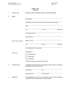 Fillable Online Form A Bid See B Contract Title Roland Flood