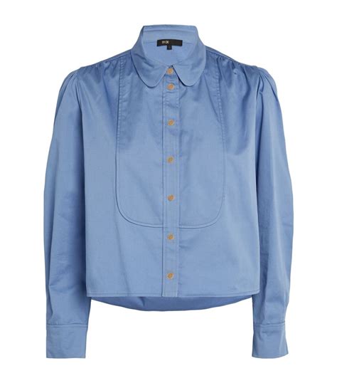 Womens Maje Blue Cotton Cropped Shirt Harrods Uk