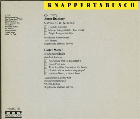 Knappertsbusch Mahler Kindertotenlieder L West Berlin PO Bruckner