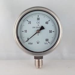 Capsule Pressure Gauge 60 MBar Diameter Dn 100mm Bottom