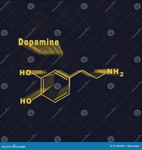 Dopamine Structural Chemical Formula And Model Of Molecule Vector