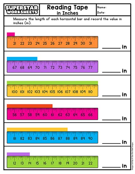 Reading A Tape Measure Worksheet Superstar Worksheets