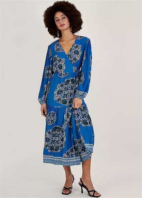 Monsoon Thea Print Wrap Dress In Sustainable Viscose Kaleidoscope