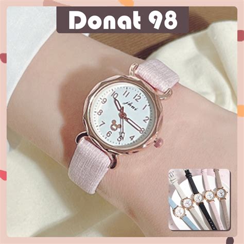 Jual Jam Tangan Jhui Harajuku Dial Bulat Motif Mickey Strap Pu Analog