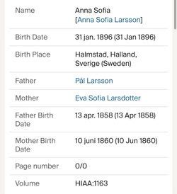 Anna Sofia Larsson Hall 1896 1990 Find A Grave Memorial