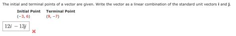 Solved The initial and terminal points of a vector are | Chegg.com