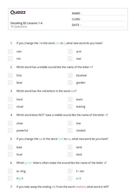 Decoding Words Worksheets On Quizizz Free Printable