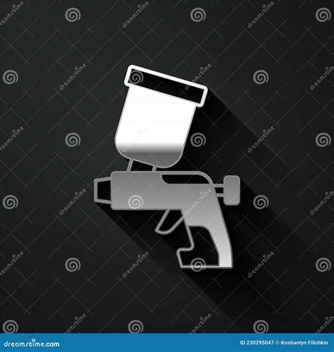 Icono De Pistola De Pintura De Plata Aislado En Fondo Negro Estilo De