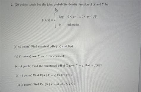 Solved 2 20 Points Total Let The Joint Probability