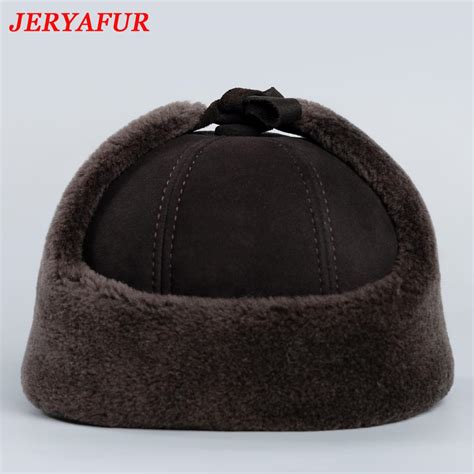 Купить JERYAFUR Высокое качество 2023, зимняя кожаная шапка, мужская ...