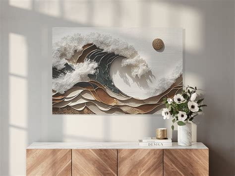 Abstract Ocean Wave Canvas Wall Art Coastal Canvas Print Etsy