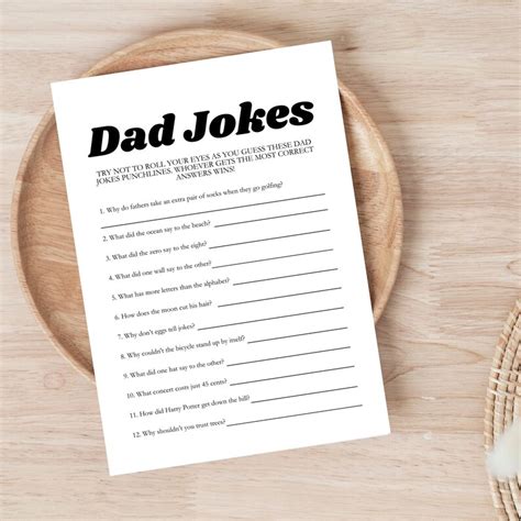 Dad Jokes Baby Shower Game Dad Joke Punchlines Funny Baby Shower