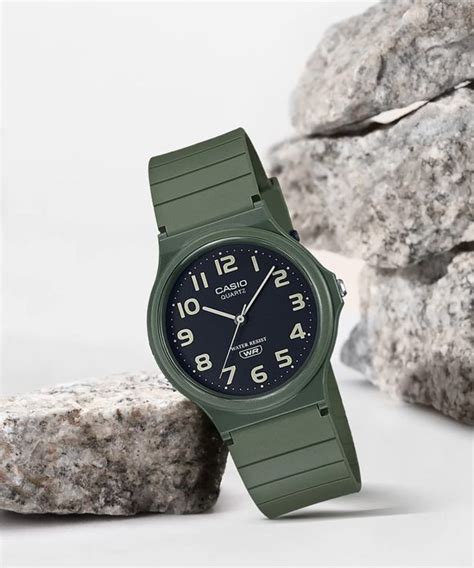 Casio Standard MQ 24UC 3BDF Black Dial Matte Green Resin Band