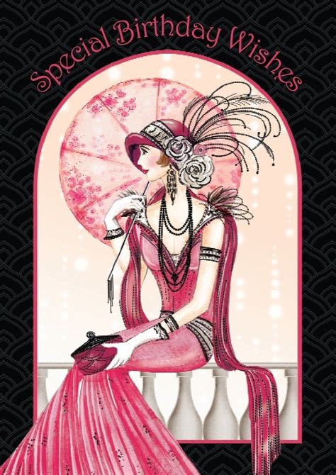 Art Deco Lady Special Birthday Wishes Birthday Card Uk