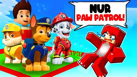 GEFANGEN Mit PAW PATROL MOBS Auf Einem ONE BLOCK In MINECRAFT YouTube