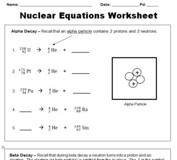 Nuclear Equations Worksheet By Steam Chemistry Tpt