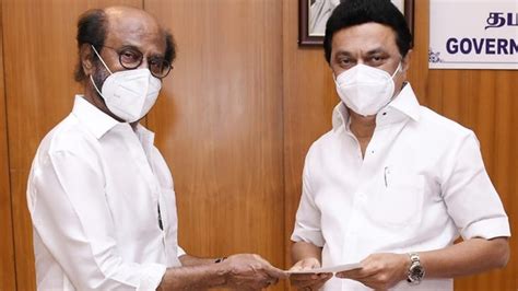 Rajinikanth Meets Tamil Nadu Cm Mk Stalin Donates Rs 50 Lakh To Cms