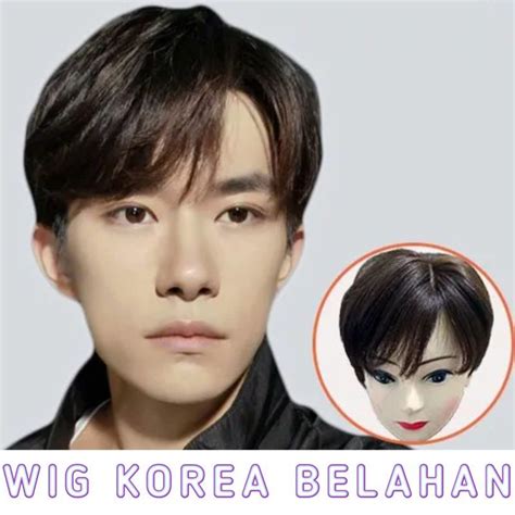 Jual Full Wig Rambut Palsu Pria Korea Rambut Pendek Belahan Samping