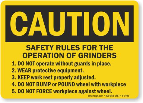 Grinder Safety Signs Wear Face Shield Eye Protection