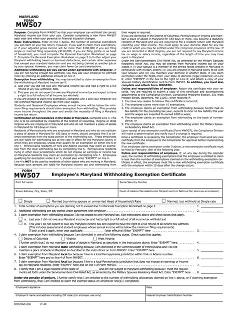 2013 Form MD Comptroller MW 507 Fill Online, Printable, Fillable, Blank ...