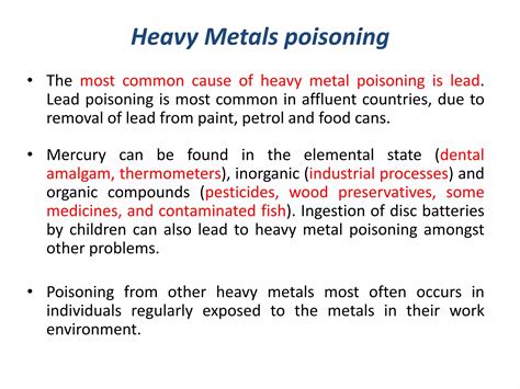 Toxicities And Manag Of Poisonings Heavy Metals Ppt