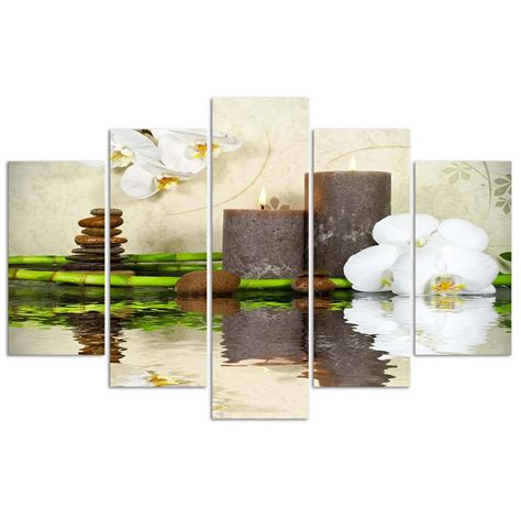 Leinwandbild 5 Teilig Zen Spa Kerze Orchidee Wall Art De