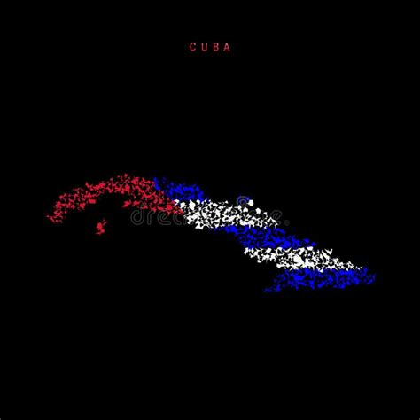 Cuba Flag Map Chaotic Particles Pattern In The Cuban Flag Colors