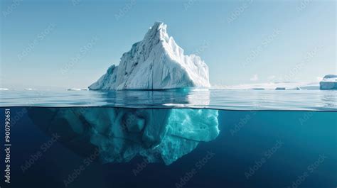 tip of an iceberg floating in the ocean. The iceberg is mostly hidden ...