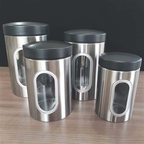 Conjunto De Potes Porta Mantimentos Inox Pe As Visor Brinox