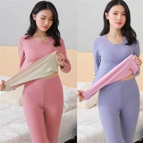 Self Heating German Velvet Double Sided Brushed Thermal Underwear Set Female Double Sided