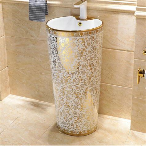 Royal Plain Gold Pedestal Basin Royal Toiletry Global