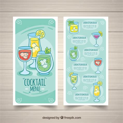 Free Vector Hand Drawn Cocktail Menu Template