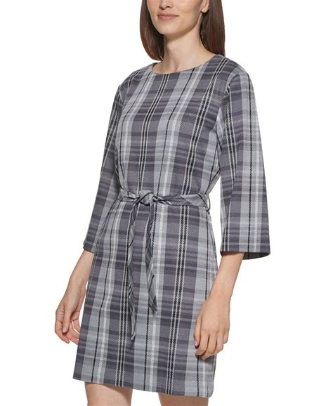 Calvin Klein Plaid A Line Dress Macys