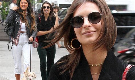 Emily Ratajkowski Wears Black As She Joins A Gal Pal Walking Her Pup