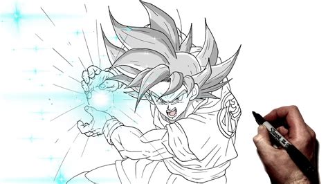 How To Draw Goku Mui Kamehameha Step By Step Dragon Ball Youtube