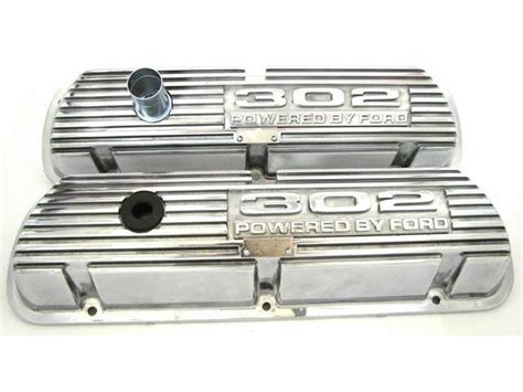 Valve Covers Finned Aluminum 302 Powered By Ford” Polished Finish