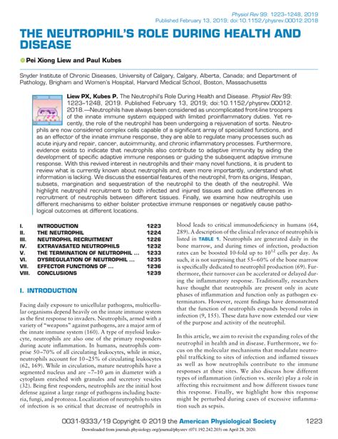 (PDF) The Neutrophil's Role During Health and Disease