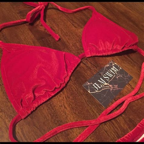 Swim Small Left Red Velvet String Bikini Poshmark