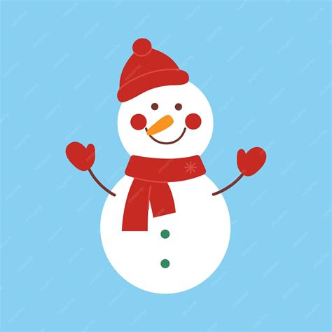 Premium Vector Happy Snowman In A Red Hat Scarf And Mittens Isolated