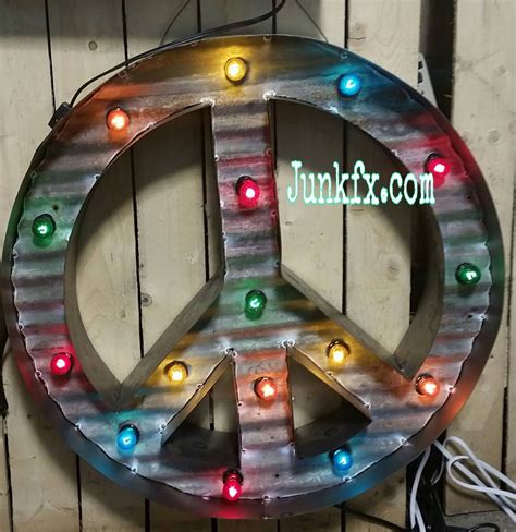 Marquee Lighted Peace Sign By Junkfx On Etsy