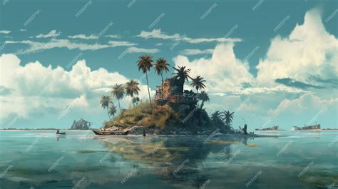 Premium AI Image | A deserted island in the distance