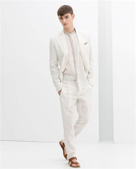 ZARA MAN DRAWSTRING LINEN TROUSERS