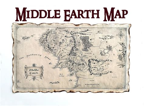 Middle Earth Map The Lord Of The Rings Map The Hobbit Map Etsy Israel