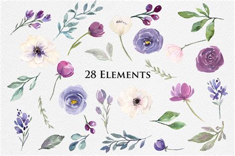 Plum, Burgundy & White Flowers | Custom-Designed Illustrations ...