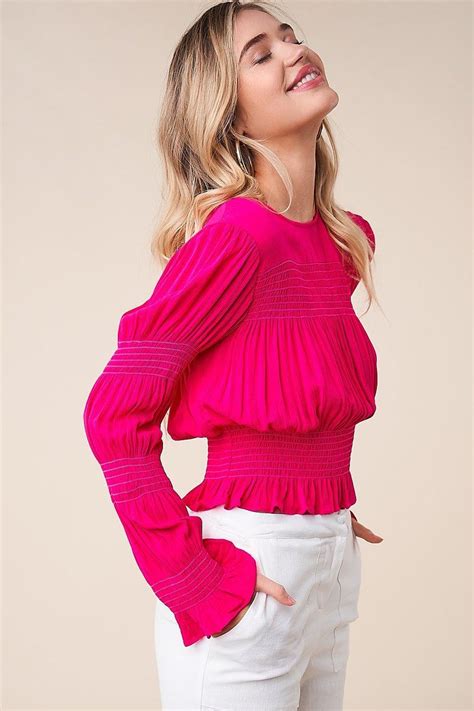 Waterfront Long Sleeve Smocked Top Tops Long Sleeve Top Outfits