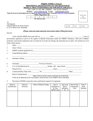 Pmdc Online Portal Registration Fill Online Printable Fillable