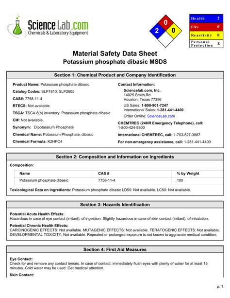 Pdf Material Safety Data Sheetsodium Phosphate Dibasic Msds Pdf Document Hot Sex Picture