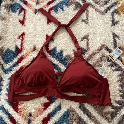 Kona Sol Swim Kona Sol Burgundy Faux Wrap Bikini Top Poshmark