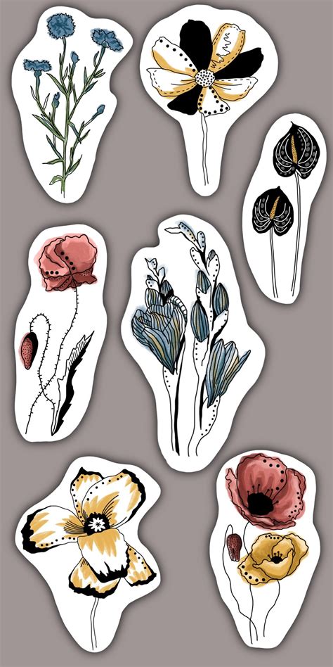 7 Colorful Flowers Sticker Pack